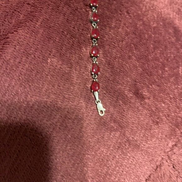 Womens Persian Style Gem Rhinestone Red Green Silver Bracelet - Picture 7 of 9